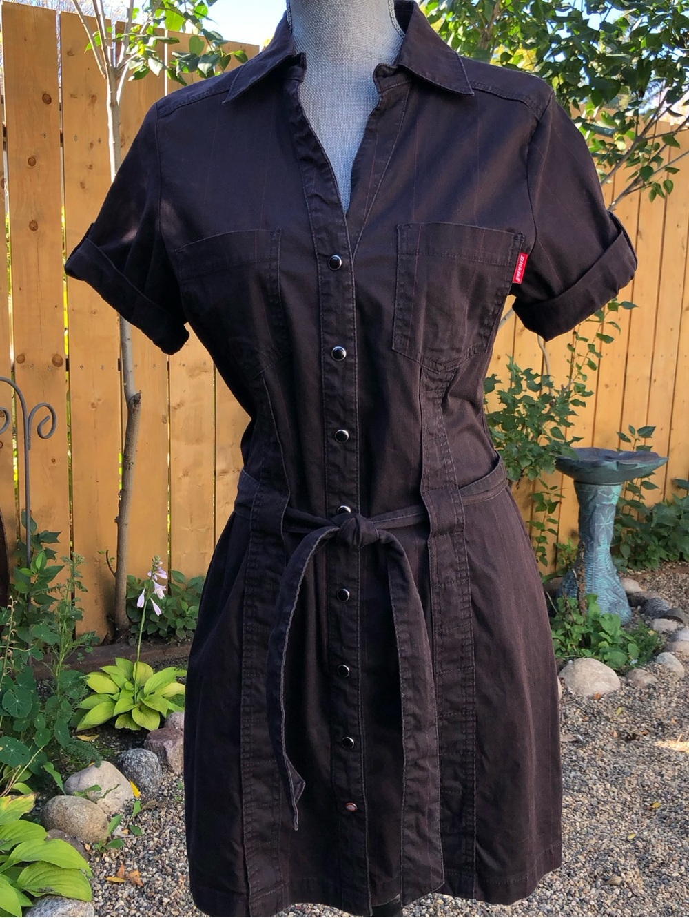 90s Y2K Dickies Short Sleeve Button-Up Utility Carpenter T-Shirt Dress